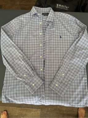 Ralph Lauren Light Blue and Navy Plaid Button-Down Shirt